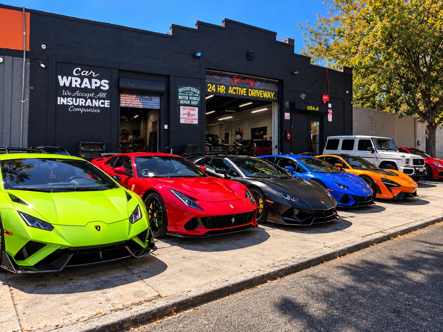 Actual Collision Kings of USA Corp repair shop exterior with vehicles parked outside